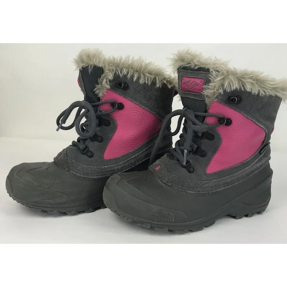 The North Face Boots Womens 6‎ Pink gray Faux Fur Suede Size 6